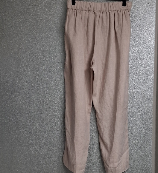 Symple NYC Beige 100% Linen Cropped Pants - Picture 5 of 10